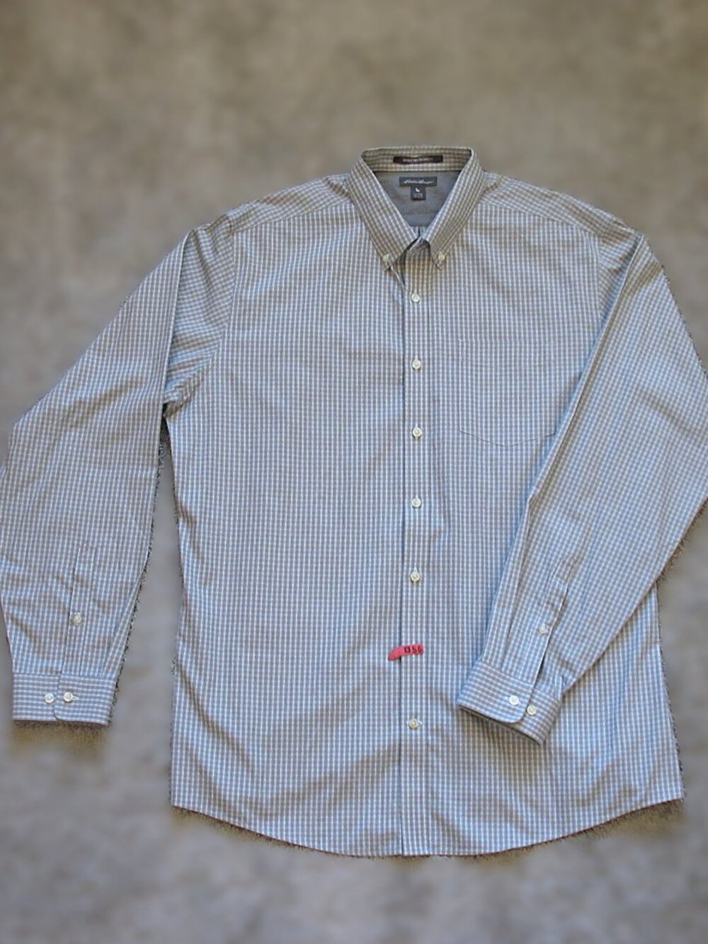 Eddie Bauer Men’s Tall XL Wrinkle Free Relaxed Fit Gray Check Button Down Shirt